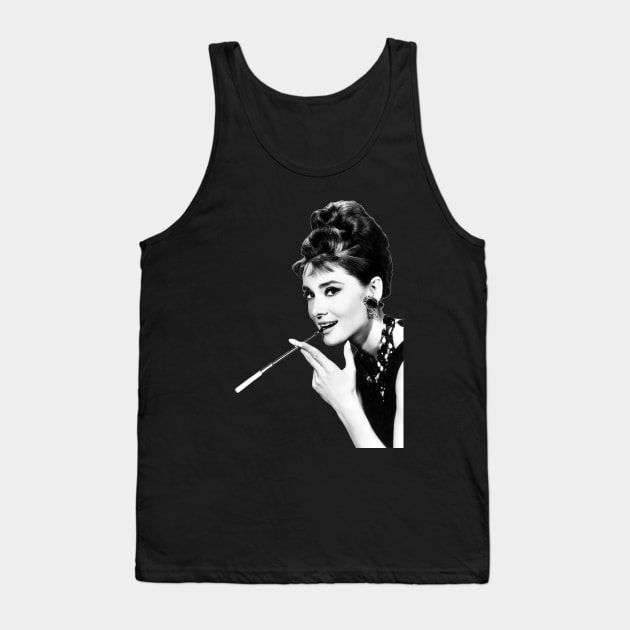Audrey Hepburn Smokes Tank Top by yevomoine